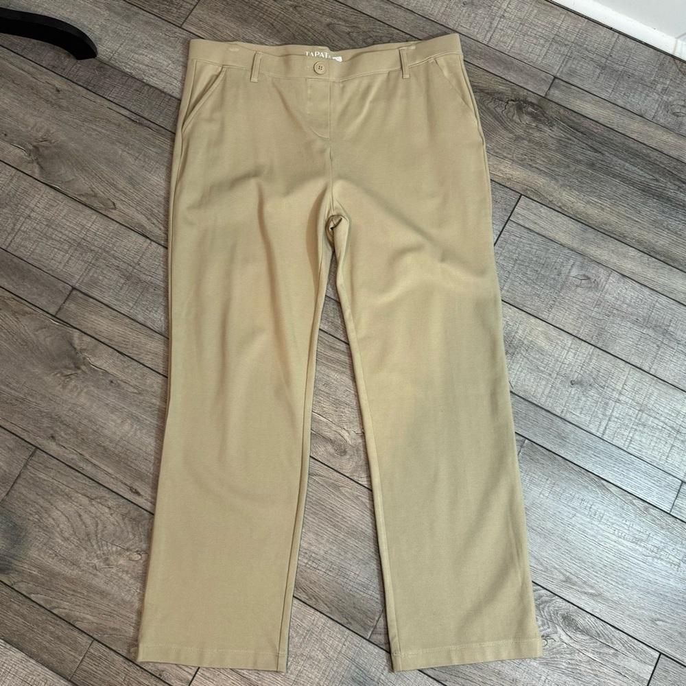 Tapata Khaki Tan Straight Stretch Pull On Pants